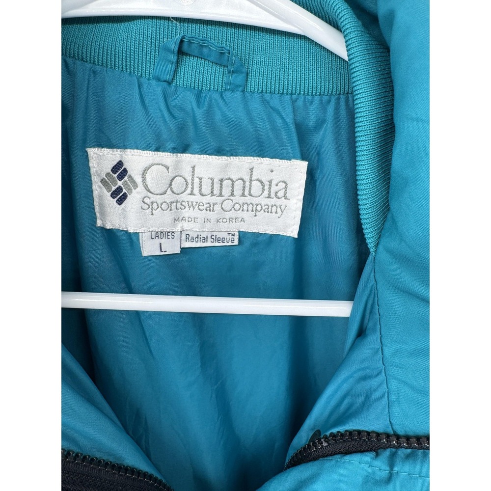 Columbia Bugaboo Vintage 90s Colorblock Jacket Womens Large Teal Pink Black - Picture 3 of 10